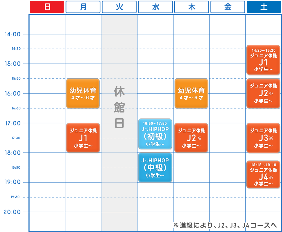 体操・ダンスクラス／練習スケジュール